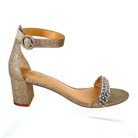 Jewel Badgley Mischka Shoes - Jewel Badgley Mischka Size 8.5 Champagne Gold Glitter Crystal Heels Sandal James